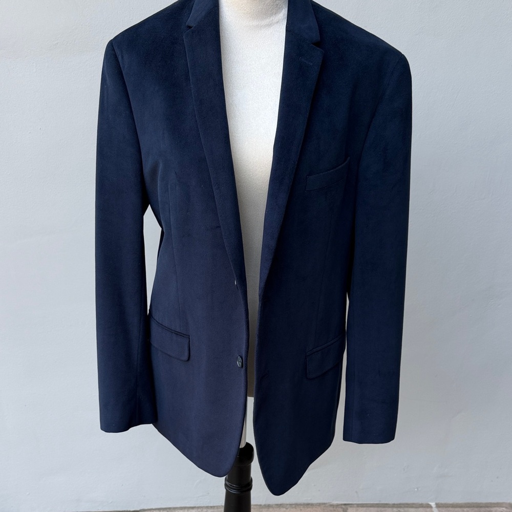 DKNY Deep Blue Navy Single Breast Sport Coat Blazer Jacket Medium LIKE NEW